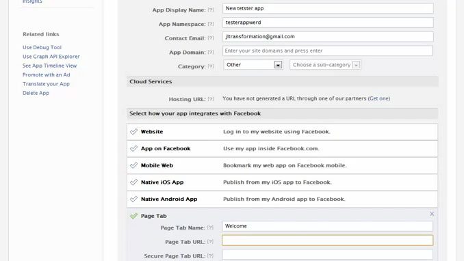 Add a facebook app to your timeline